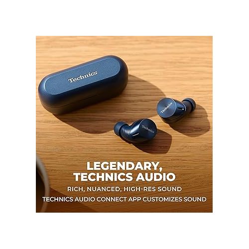  Technics HiFi True Wireless Multipoint Bluetooth Earbuds with Noise Cancelling, 3 Device Multipoint Connectivity, Wireless Charging, Impressive Call Quality, LDAC Compatible - EAH-AZ60M2-A (Blue)