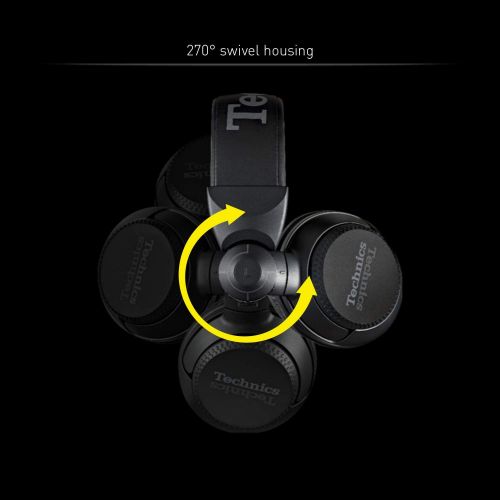  [아마존베스트]Technics Professional DJ Headphones with 40mm CCAW Voice Coil Drivers, 270° Swivel Housing and Locking Detachable Cord; Lightweight, Foldable High Input - EAH-DJ1200 (Black)