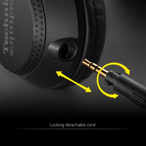  [아마존베스트]Technics Professional DJ Headphones with 40mm CCAW Voice Coil Drivers, 270° Swivel Housing and Locking Detachable Cord; Lightweight, Foldable High Input - EAH-DJ1200 (Black)