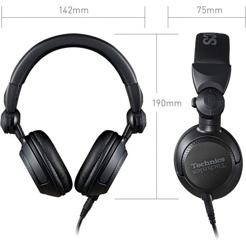  [아마존베스트]Technics Professional DJ Headphones with 40mm CCAW Voice Coil Drivers, 270° Swivel Housing and Locking Detachable Cord; Lightweight, Foldable High Input - EAH-DJ1200 (Black)