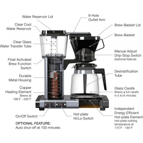  Technivorm Moccamaster Technivorm 59691 KB Coffee Brewer, 40 oz, Brushed silver