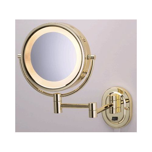  TechnologyLK SeeAll 8 Polished Brass Finish Dual Sided Surround Light Wall Mount Makeup Mirror (Hardwired Model)