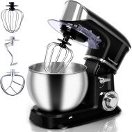 Stand Mixer, Techwood Electric Food Mixer, 6QT 800W 6-Speed Tilt-Head Kitchen Dough Mixer with Stainless Steel Bowl, Dough Hook, Wire Whip and Beater, Black