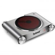 Techwood 1200 Watts Countertop Burner, Infrared Ceramic Single Cooktop, Portable Electric Hot Plate, Stainless Steel, ES-3101C