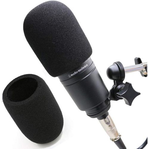  TeckeeTom 2pcs AT2020 Microphone Foam Cover Windscreen Pop Filter Black Compatible with Mic Audio Technica AT2020 ATR2500 AT2035 AT2050 AT4040 Cardioid Condenser Microphone Noise Reduction