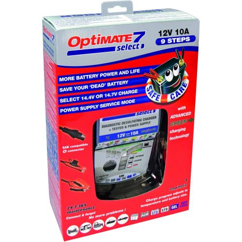  Tecmate Optimate 7 Select, TM-251, 9-Step 10Amp Battery Charger for 12V Starter and deep Cycle Batteries