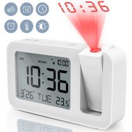 [아마존핫딜][아마존 핫딜] TedGem Digital Projection Dual 3.8 LED Large Number Clock 4 Brightness, Snooze, 2 Alarm Sounds, for Bedroom, Office, Kitchen, White