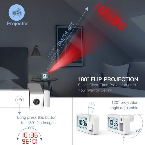  [아마존핫딜][아마존 핫딜] TedGem Digital Projection Dual 3.8 LED Large Number Clock 4 Brightness, Snooze, 2 Alarm Sounds, for Bedroom, Office, Kitchen, White