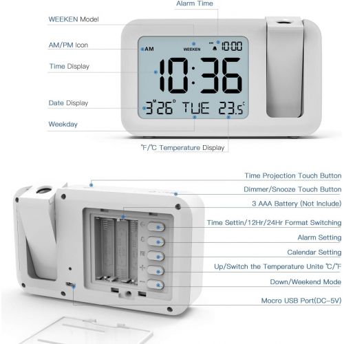  [아마존핫딜][아마존 핫딜] TedGem Digital Projection Dual 3.8 LED Large Number Clock 4 Brightness, Snooze, 2 Alarm Sounds, for Bedroom, Office, Kitchen, White