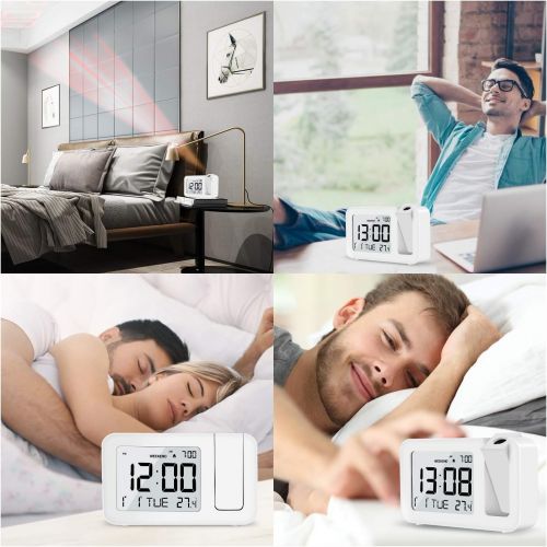  [아마존핫딜][아마존 핫딜] TedGem Digital Projection Dual 3.8 LED Large Number Clock 4 Brightness, Snooze, 2 Alarm Sounds, for Bedroom, Office, Kitchen, White