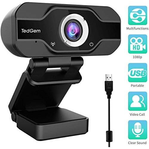  [아마존베스트]PC Webcam, TedGem 1080P Full HD Webcam USB Desktop & Laptop Webcam Live Streaming Webcam with Microphone Widescreen HD Video Webcam 90-Degree Extended View for Video Calling, Confe