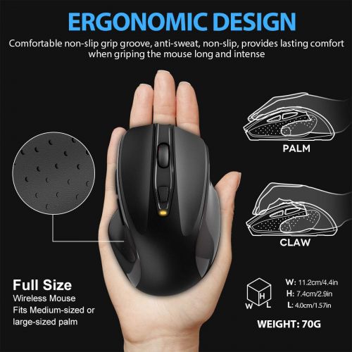  [아마존 핫딜]  [아마존핫딜]TedGem Kabellose Maus, Funkmaus 2.4G USB Wireless Maus, Tragbar Laptop Drahtlose Maus mit 6 Tasten, 5 Einstellbare DPI 2400/2000/1600/1200/800 fuer Laptop & PC, Microsoft & macOS(Sc