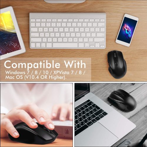  [아마존 핫딜]  [아마존핫딜]TedGem Kabellose Maus, Funkmaus 2.4G USB Wireless Maus, Tragbar Laptop Drahtlose Maus mit 6 Tasten, 5 Einstellbare DPI 2400/2000/1600/1200/800 fuer Laptop & PC, Microsoft & macOS(Sc