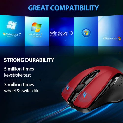  [아마존 핫딜]  [아마존핫딜]TedGem Maus, Ergonomisches Wired Mouse PC Maus Laptop Maus 6-Tasten 4 DPI(3200-2400-1200-800), Laptop Mouse Wired 1.5 Meter Geflochtenes Kabel Fuer Windows 7/8/10 / XP, Vista, Linux