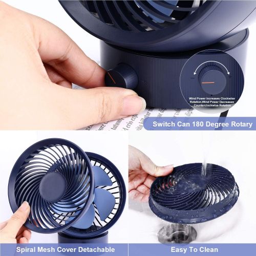  Mini Ventilator USB, TedGem Tischventilator USB Ventilator Klein Leise PC Ventilator 180 Arten Windgeschwindigkeit, Kann um 20 ° Nach Oben und Unten Verstellt Werden, fuer Buero, Zuh