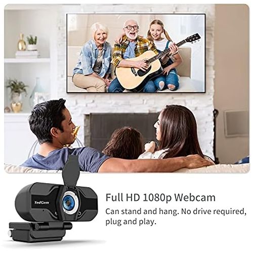  [아마존베스트]TedGem PC Webcam 1080p with Microphone, Full HD, USB, for Streaming and Video Calls -