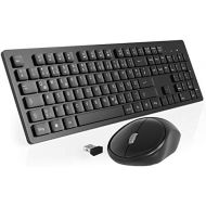 [아마존베스트]TedGem Keyboard Mouse Set, Wireless Keyboard Mouse Set with Mouse with 2 in 1 USB Receiver, Keyboard Wireless for PC / Computer / Laptop (German Layout) (Black)