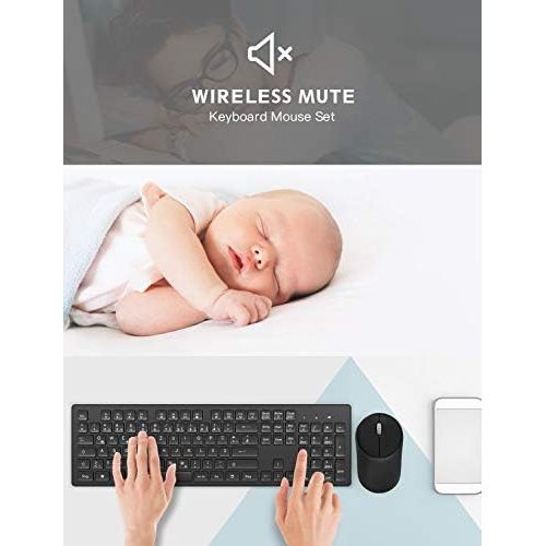  [아마존베스트]TedGem Keyboard Mouse Set, Wireless Keyboard Mouse Set with Mouse with 2 in 1 USB Receiver, Keyboard Wireless for PC / Computer / Laptop (German Layout) (Black)