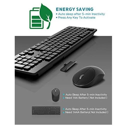  [아마존베스트]TedGem Keyboard Mouse Set, Wireless Keyboard Mouse Set with Mouse with 2 in 1 USB Receiver, Keyboard Wireless for PC / Computer / Laptop (German Layout) (Black)