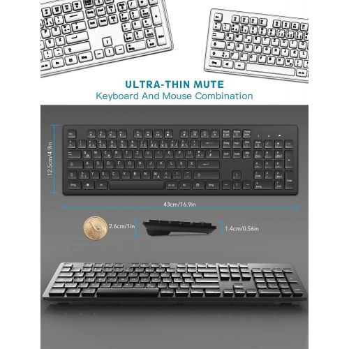  [아마존베스트]TedGem Keyboard Mouse Set, Wireless Keyboard Mouse Set with Mouse with 2 in 1 USB Receiver, Keyboard Wireless for PC / Computer / Laptop (German Layout) (Black)