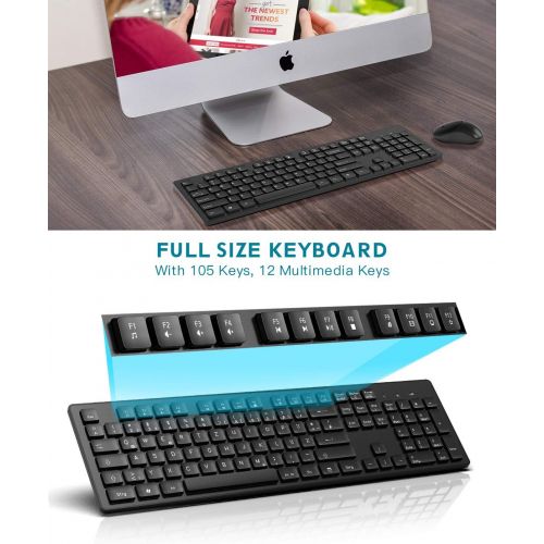  [아마존베스트]TedGem Keyboard Mouse Set, Wireless Keyboard Mouse Set with Mouse with 2 in 1 USB Receiver, Keyboard Wireless for PC / Computer / Laptop (German Layout) (Black)