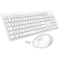 [아마존베스트]TedGem Keyboard Mouse Set, Wireless Keyboard Mouse Set with Mouse with 2 in 1 USB Receiver, Keyboard Wireless for PC / Computer / Laptop (German Layout) (White)