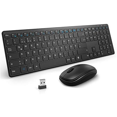  [아마존베스트]TedGem Tastatur Kabellos mit Maus, Tastatur Maus Set, USB Tastatur und Maus, 2,4 G USB Tastatur, Funktastatur mit Maus 2 in 1 USB Empfanger, Tastatur Kabellos fuer PC/Computer/Lapto