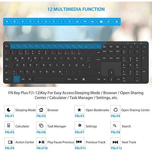  [아마존베스트]TedGem Tastatur Kabellos mit Maus, Tastatur Maus Set, USB Tastatur und Maus, 2,4 G USB Tastatur, Funktastatur mit Maus 2 in 1 USB Empfanger, Tastatur Kabellos fuer PC/Computer/Lapto