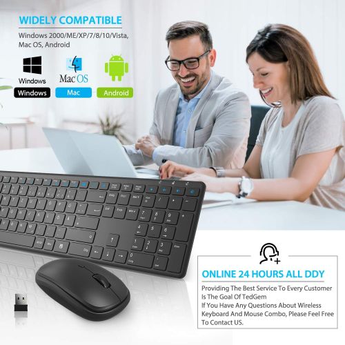  [아마존베스트]TedGem Tastatur Kabellos mit Maus, Tastatur Maus Set, USB Tastatur und Maus, 2,4 G USB Tastatur, Funktastatur mit Maus 2 in 1 USB Empfanger, Tastatur Kabellos fuer PC/Computer/Lapto