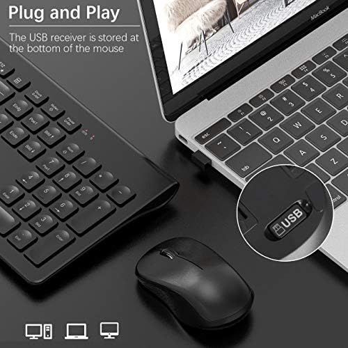  [아마존베스트]TedGem 2.4G USB Keyboard and Mouse, Wireless Keyboard Mouse Set, Computer Keyboard Wireless with Mouse, 2 in 1 USB Laptop Keyboard Wireless for PC / Computer / Laptop / Smart TV (D