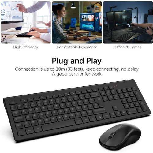  [아마존베스트]TedGem 2.4G USB Keyboard and Mouse, Wireless Keyboard Mouse Set, Computer Keyboard Wireless with Mouse, 2 in 1 USB Laptop Keyboard Wireless for PC / Computer / Laptop / Smart TV (D