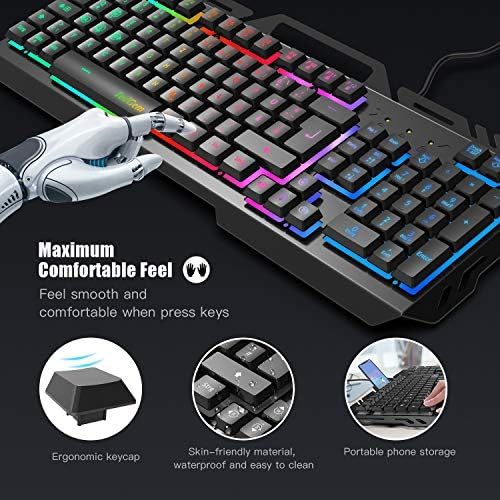  [아마존베스트]Gaming Keyboard, TedGem PC Gaming Keyboard PS4 Gaming Keyboard USB Wired Gaming Keyboard 19 Keys Anti-Ghosting with LED Illuminated Keyboard for PC / Laptop / PS4 / Xbox One (Germa