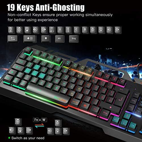  [아마존베스트]Gaming Keyboard, TedGem PC Gaming Keyboard PS4 Gaming Keyboard USB Wired Gaming Keyboard 19 Keys Anti-Ghosting with LED Illuminated Keyboard for PC / Laptop / PS4 / Xbox One (Germa