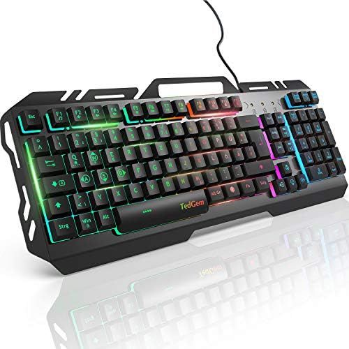  [아마존베스트]Gaming Keyboard, TedGem PC Gaming Keyboard PS4 Gaming Keyboard USB Wired Gaming Keyboard 19 Keys Anti-Ghosting with LED Illuminated Keyboard for PC / Laptop / PS4 / Xbox One (Germa