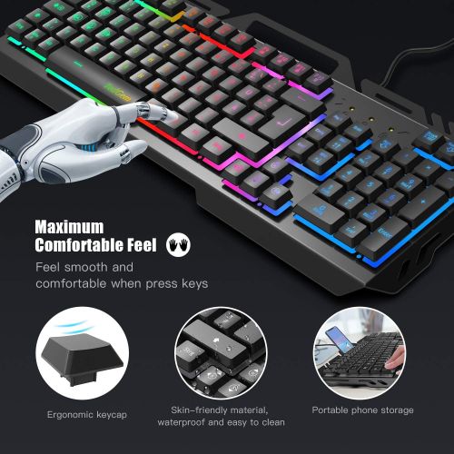  [아마존베스트]Gaming Keyboard, TedGem PC Gaming Keyboard PS4 Gaming Keyboard USB Wired Gaming Keyboard 19 Keys Anti-Ghosting with LED Illuminated Keyboard for PC / Laptop / PS4 / Xbox One (Germa