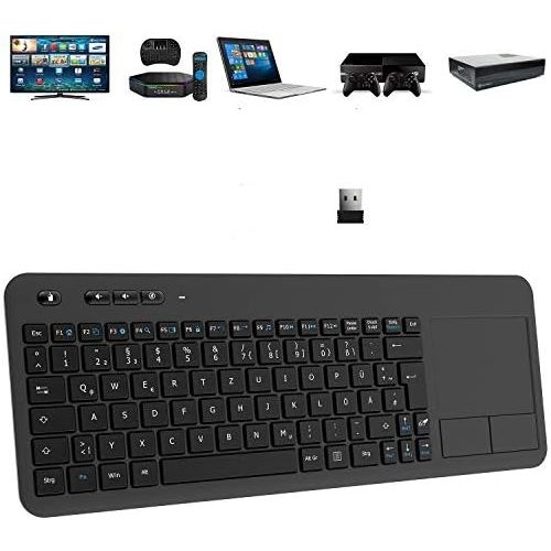  [아마존베스트]TedGem Wireless Keyboard Touch Keyboard 2.4G USB Keyboard Wireless Keyboard PC Keyboard USB with Nano USB Receiver for Laptop/Mac/PC/Android TV (German Keyboard Layout)