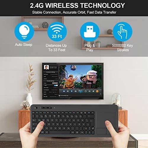  [아마존베스트]TedGem Wireless Keyboard Touch Keyboard 2.4G USB Keyboard Wireless Keyboard PC Keyboard USB with Nano USB Receiver for Laptop/Mac/PC/Android TV (German Keyboard Layout)