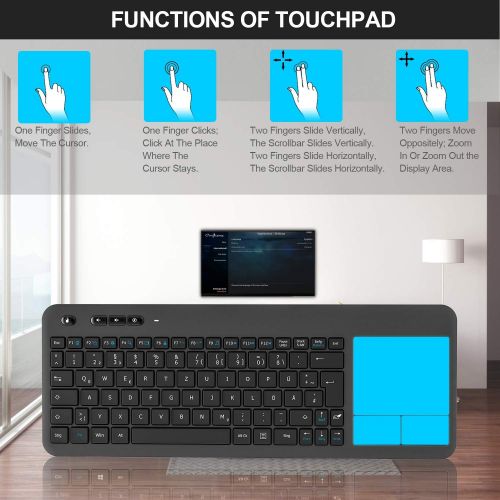  [아마존베스트]TedGem Wireless Keyboard Touch Keyboard 2.4G USB Keyboard Wireless Keyboard PC Keyboard USB with Nano USB Receiver for Laptop/Mac/PC/Android TV (German Keyboard Layout)