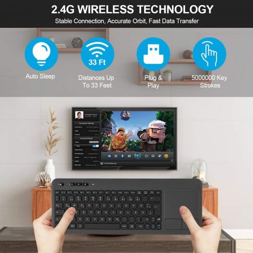  [아마존베스트]TedGem Wireless Keyboard Touch Keyboard 2.4G USB Keyboard Wireless Keyboard PC Keyboard USB with Nano USB Receiver for Laptop/Mac/PC/Android TV (German Keyboard Layout)