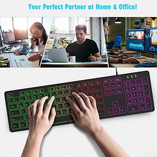  [아마존베스트]TedGem Keyboard, computer keyboard gaming, laptop keyboard, keyboard with RGB light, supports Windows 2000 / Windows XP / Windows 7-10.