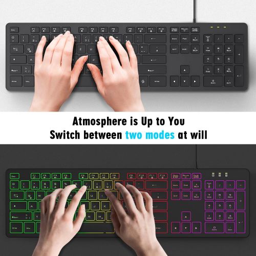  [아마존베스트]TedGem Keyboard, computer keyboard gaming, laptop keyboard, keyboard with RGB light, supports Windows 2000 / Windows XP / Windows 7-10.