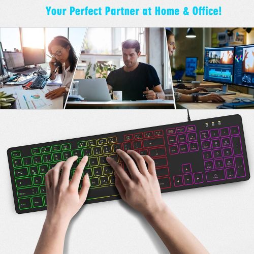  [아마존베스트]TedGem Keyboard, computer keyboard gaming, laptop keyboard, keyboard with RGB light, supports Windows 2000 / Windows XP / Windows 7-10.