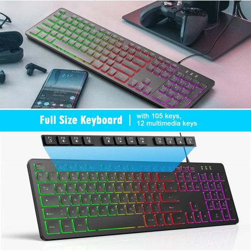  [아마존베스트]TedGem Keyboard, computer keyboard gaming, laptop keyboard, keyboard with RGB light, supports Windows 2000 / Windows XP / Windows 7-10.