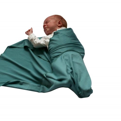  Teddy Beddy Byes Merino Swaddle Blanket for Newborn, Low Birthweight Babies or Twins-(Medium 29 1/2 x 29 1/2 in, Aruba blue)