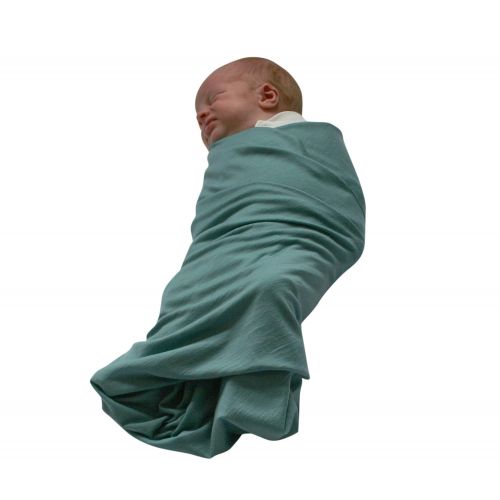  Teddy Beddy Byes Merino Swaddle Blanket for Newborn, Low Birthweight Babies or Twins-(Medium 29 1/2 x 29 1/2 in, Aruba blue)