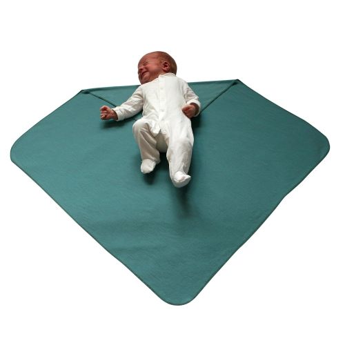  Teddy Beddy Byes Merino Swaddle Blanket for Newborn, Low Birthweight Babies or Twins-(Medium 29 1/2 x 29 1/2 in, Aruba blue)