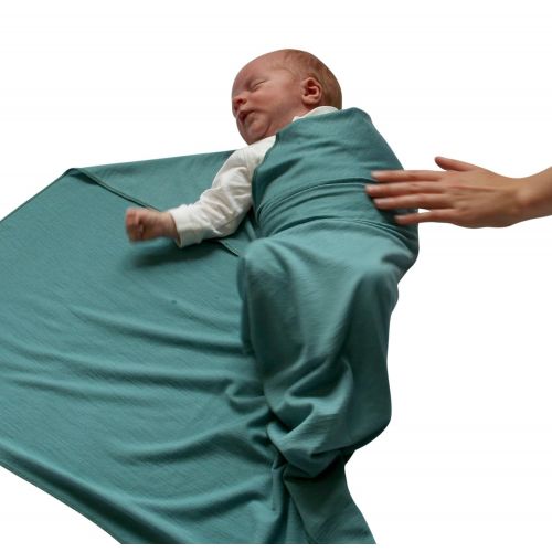  Teddy Beddy Byes Merino Swaddle Blanket for Newborn, Low Birthweight Babies or Twins-(Medium 29 1/2 x 29 1/2 in, Aruba blue)