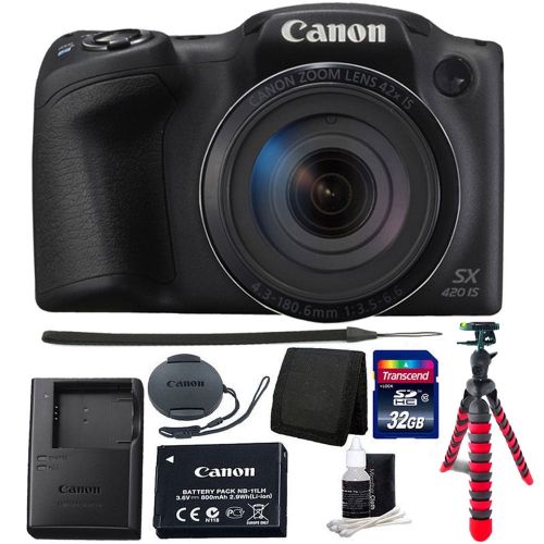  Teds Canon PowerShot SX420 IS 20.0MP HD 720p Video Recording 1.2.3 CCD 42x Optical Zoom Lens 24-1008mm (35mm Equivalent) Built-In Wi-Fi ISO 1600 Black Digital Camera 32GB Accessory Kit