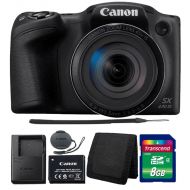 Teds Canon PowerShot SX430 IS 20MP Digital Camera Black w 8GB Memory Card and Wallet