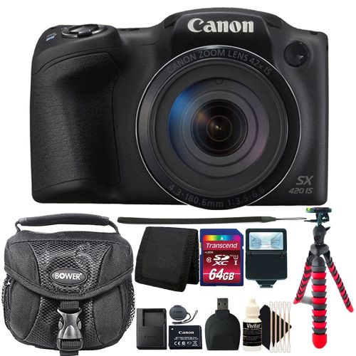  Teds Canon PowerShot SX420 IS Built-In Wi-Fi with NFC 20MP Digital Camera 64GB Accessory Kit BLACK